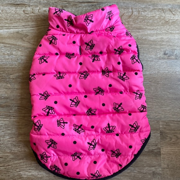 Pink Crown Print Princess Dog Jacket For Small Dogs Size M NWOT - Picture 1 of 2